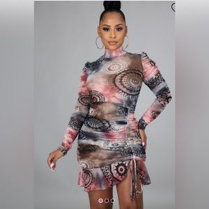 Sheer floor mock neck dress. Never out of style.